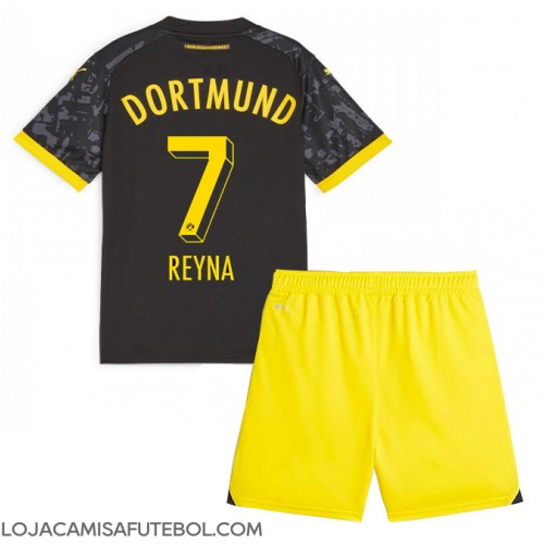 Camisa de Futebol Borussia Dortmund Giovanni Reyna #7 Equipamento Secundário Infantil 2023-24 Manga Curta (+ Calças curtas)